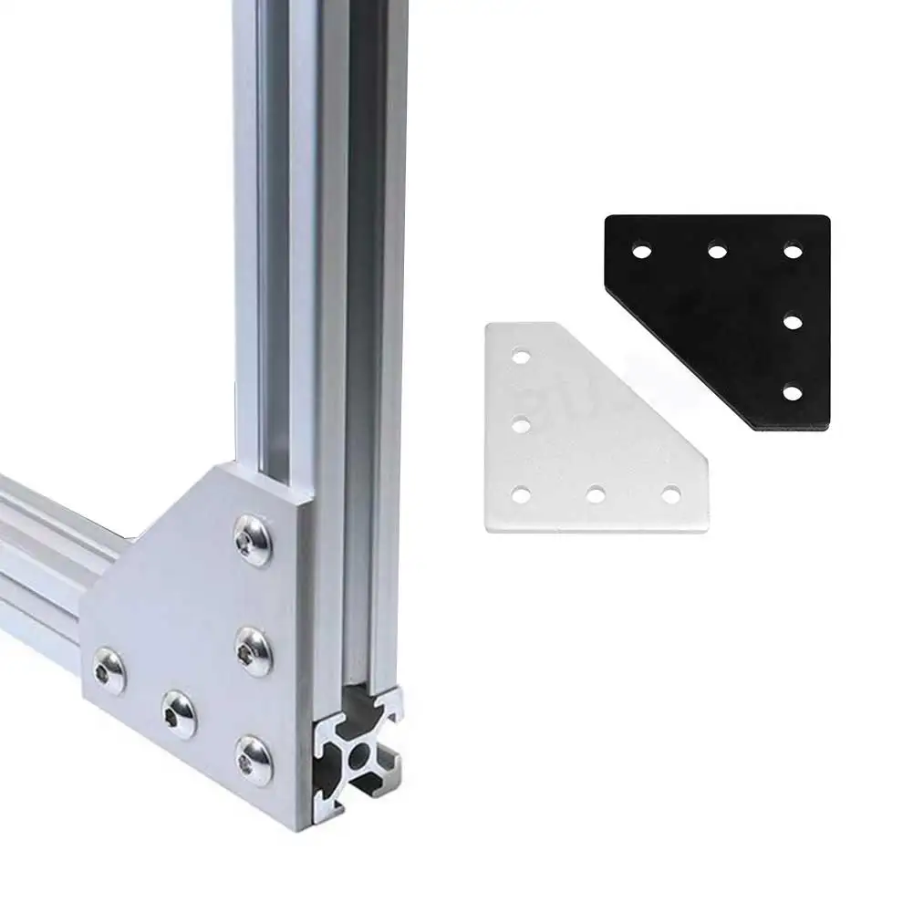 1pc Joint Board Plate Corner Angle Bracket Connection Joint Strip 90 Degree 5 Hole For 2020 Aluminum Profile Black/Silve