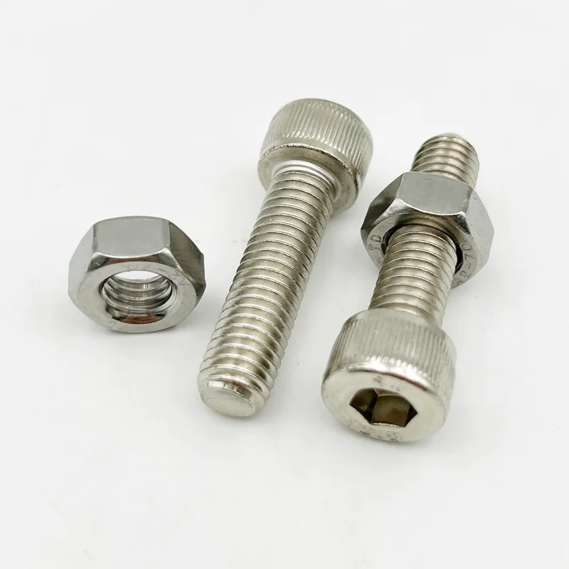 304 스테인리스 스틸 육각 소켓 캡 헤드 나사 볼트 너트 세트, M2 M2.5 M3 M4 M5 M6 M8 소켓 라운드 캡 헤드 나사, DIN912