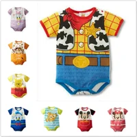 Summer Baby Boys Rompers Cartoon Mickey Minnie Print Anime Short Sleeve Cotton Infant Romper Girls Jumpsuit Newborn Baby Clothes 1