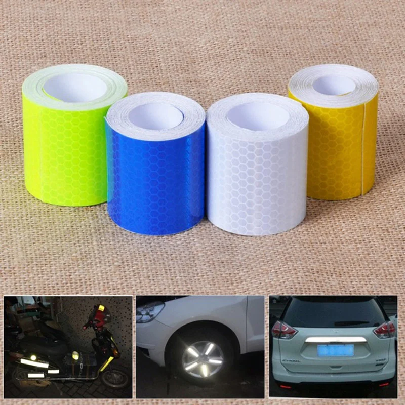 Self-Paste Car Reflective Tape Safety Warning Car Decoration Sticker Reflector Protective Tape Strip Auto Motorcycle Sticker