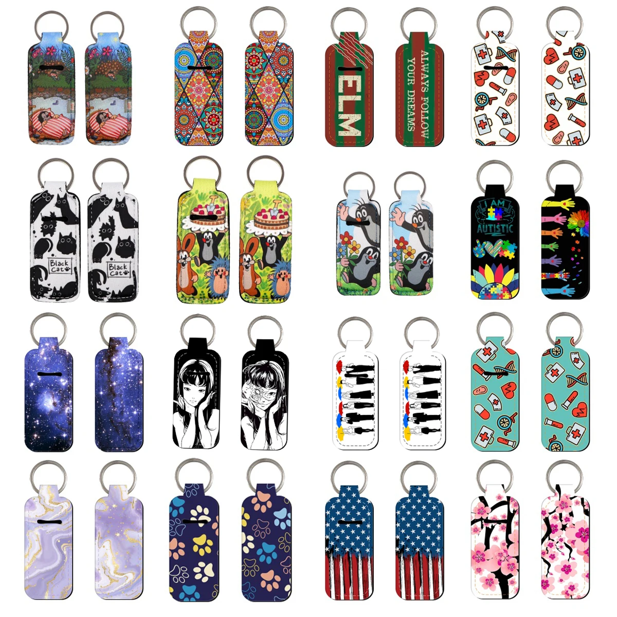 Cute Little Mole Lipstick Protective Cover Clip On Lipstick Sleeve Holder For Tight-Knit Elastic Lipstick Holder Keychain Gifts