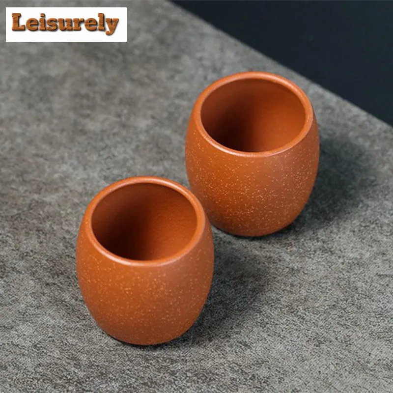 2 Pcs/set Authentic Yixing Purple Clay Teacup Handmade Smelling Tea Bowl Pu'er Master Cup Chinese Zisha Tea Set Accessories 80ml