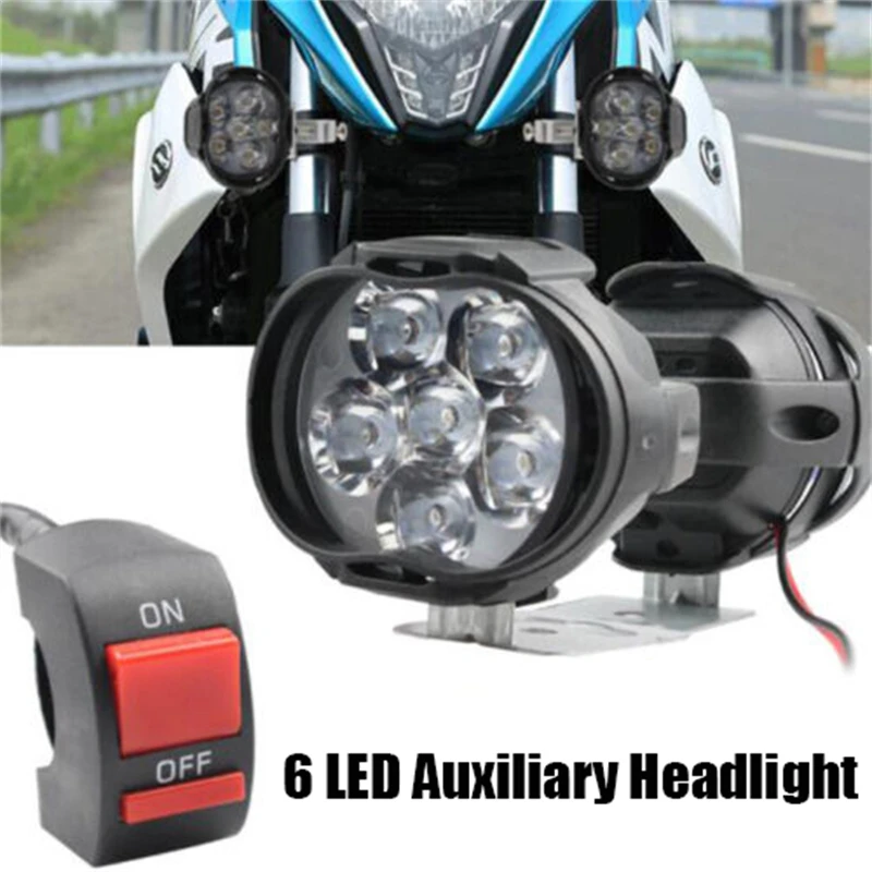 

2pcs/pair Motorcycle Headlight 6 LED Lights SpotLights Electric Vehicle Scooters Lamp High Brightness Modified Auxiliary Bulbs