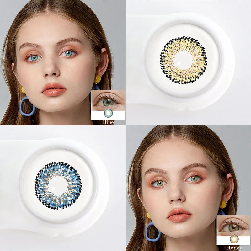

1pair Natural Eye Color Contact Lenses Yearly Circle Eye Contacts Lenses With Power