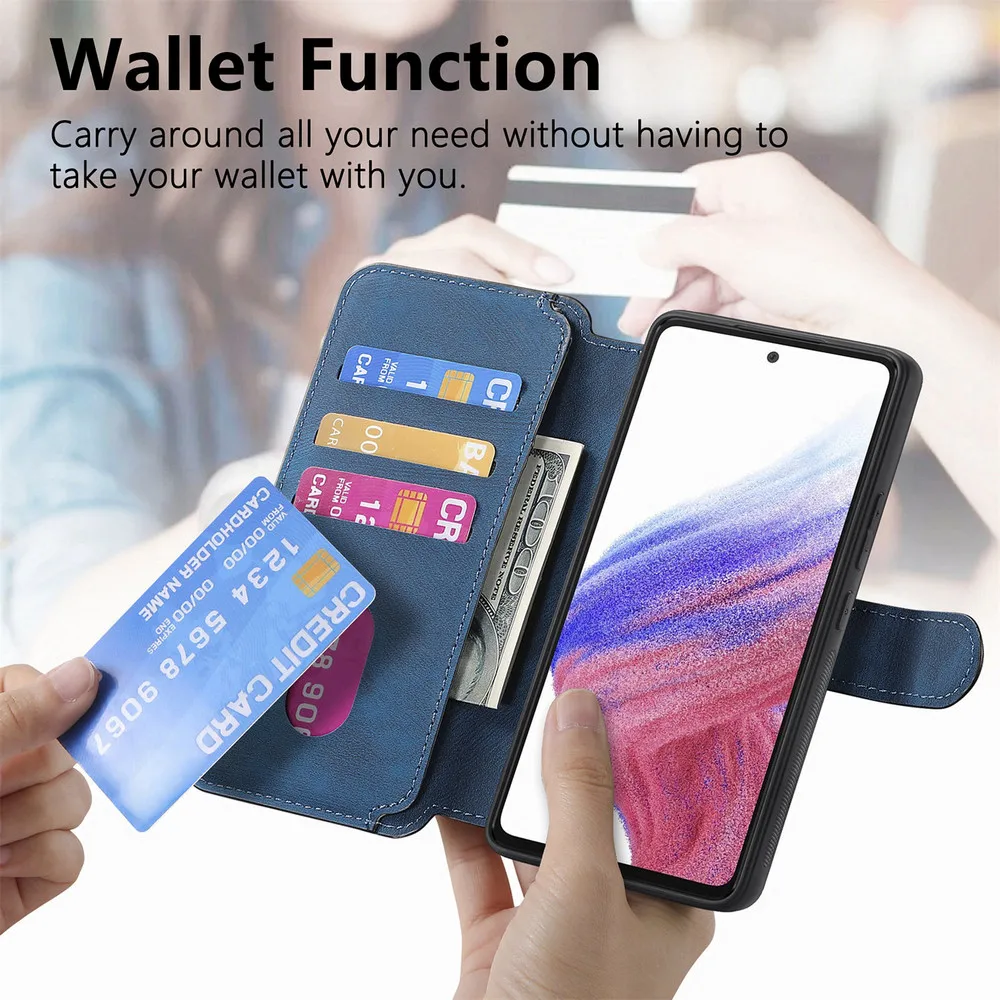 Leather Flip Wallet Case with Magnetic Closure