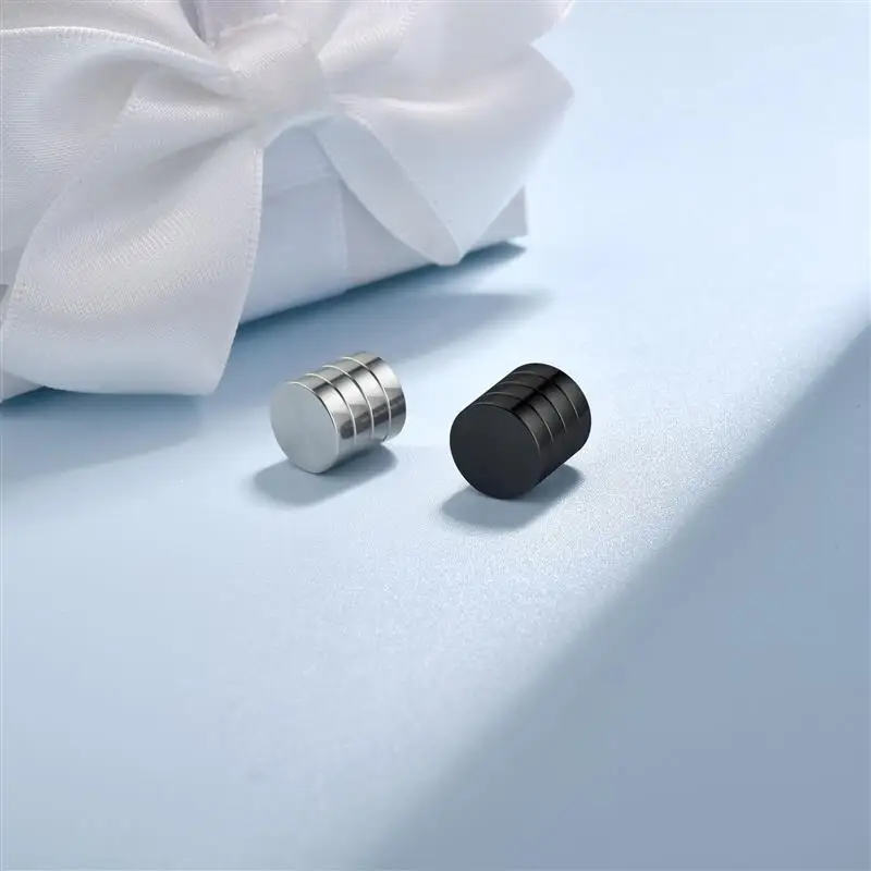 Ear Clip Earrings 2pcs Trendy Round Non Piercing Strong Magnet Magnetic Punk Men Women Ear Clip Earrings Non Piercing Earrings 6/8/10/12mm clip earrings ear clip ear accessories magnetic earrings