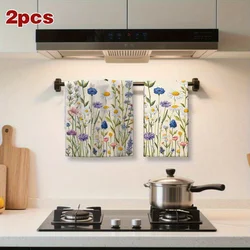 Set of Two Rustic Floral Towels - Vibrant Kitchen Decor and Thoughtful Gift - 2pcs (MULTI)