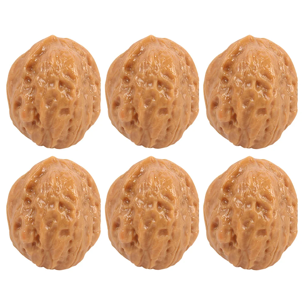 

6 Pcs Lifelike Decorations Nutzo Faux Walnut Models Artificial Home Ornaments Fake Nuts Food