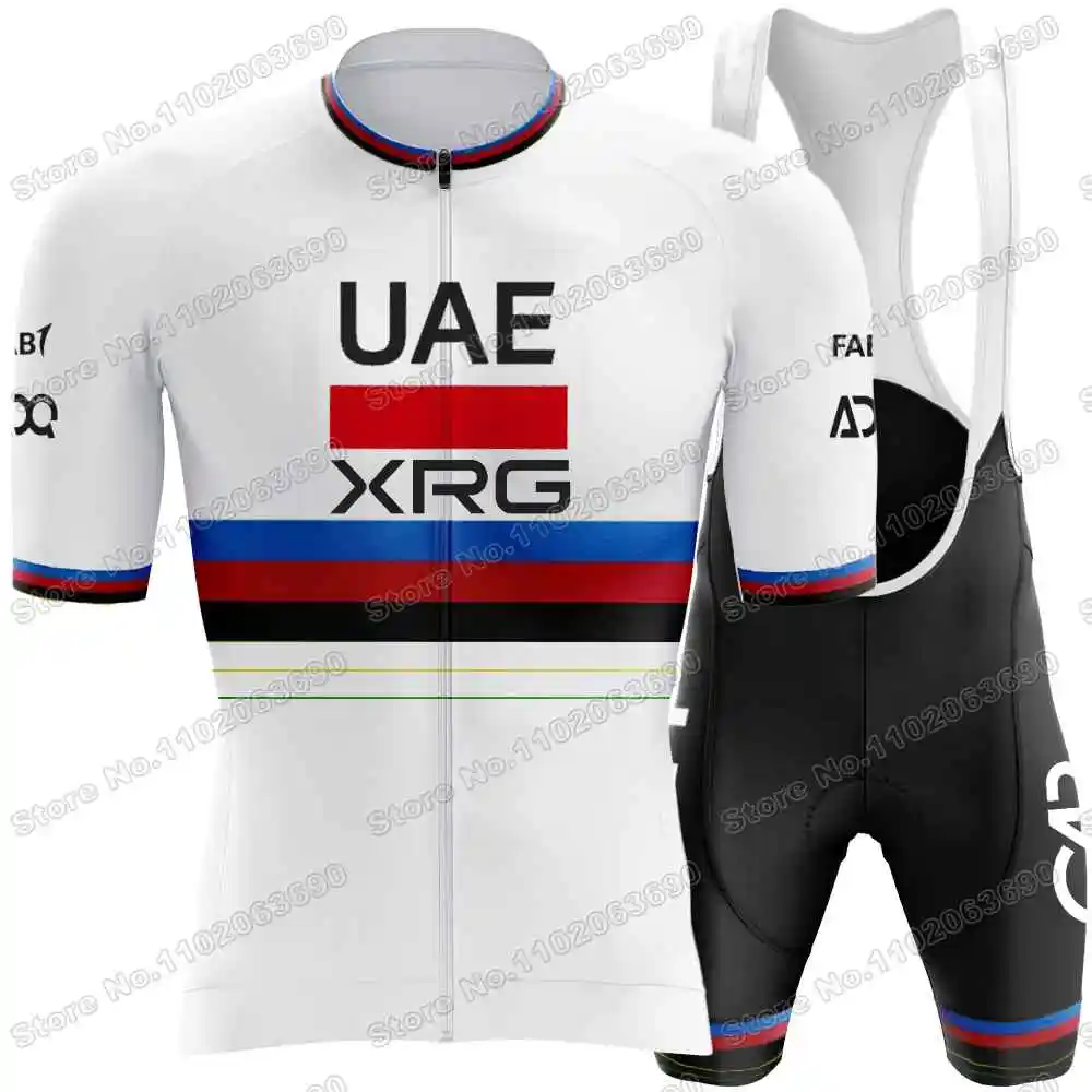 2025 UAE Team Cycling Jersey Set Yellow Pink Tadej Pogacar Cycling Clothing France Men Road Bike Shirt Suit Bicycle Bib Shorts 2