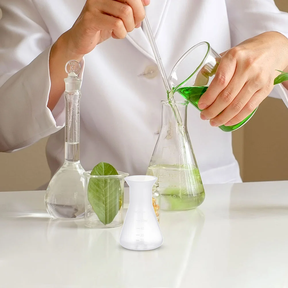 

6pcs 50ml Erlenmeyer Flask Scientific Flask Laboratory Conical Flask Narrow Mouth Conical Bottle Graduated Erlenmeyer Bottle