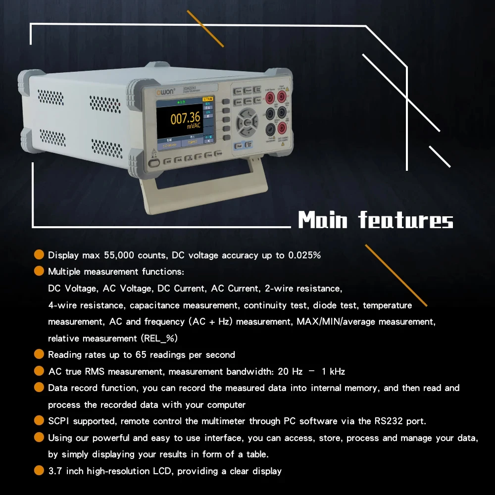 XDM2041 4-Inch LCD 55000 Counts, Supports Two-line Display, AC Voltage Current T