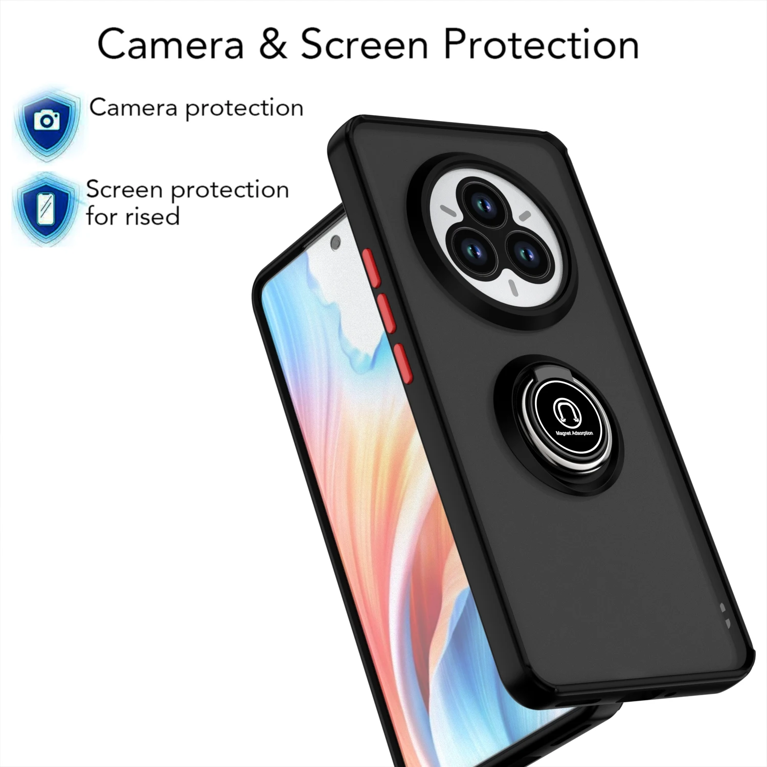 Armor Matte Shockproof Case with Ring Magnetic Stand Holder