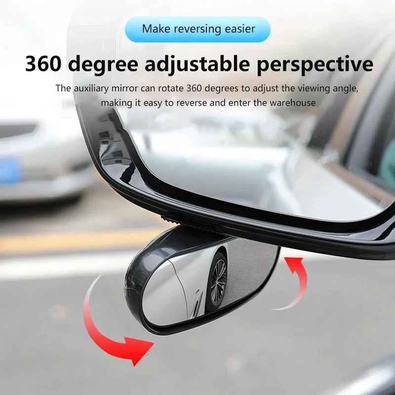 Black ABS and Glass Car Blind Spot Mirror for Wide Angle View