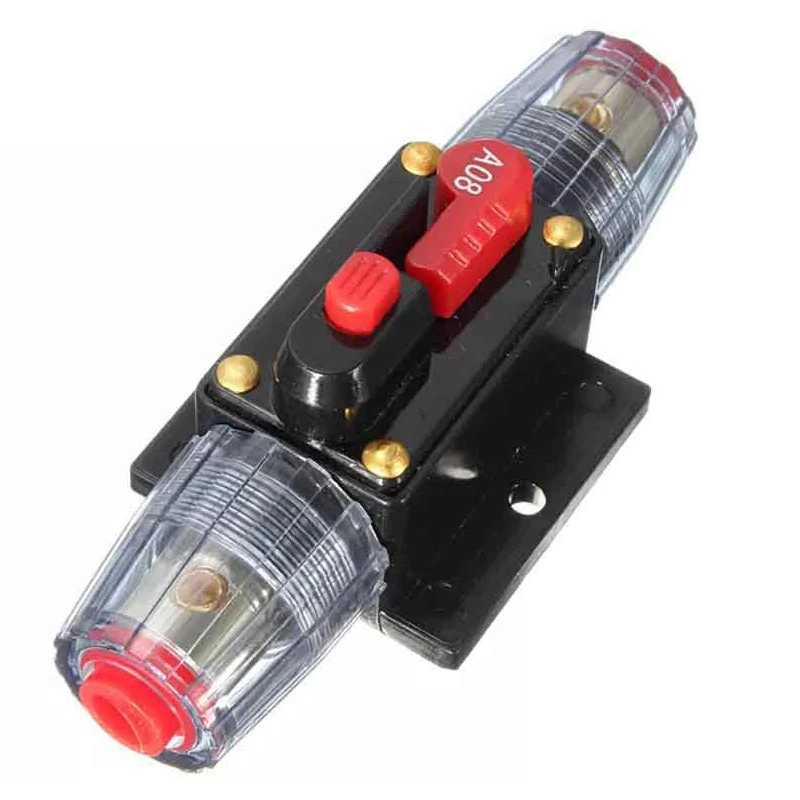 20A 30A 40A 50A 60A 80A 100A Circuit Breaker 12V-48V DC Car Truck Resettable Fuse Short Protection Fuse Holder Power Insurance