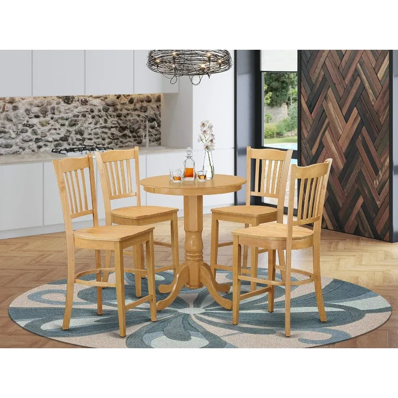 Furniture Piece Kitchen Counter Set Includes a Round Room Table with Pedestal