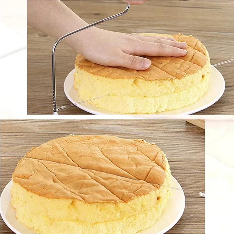 더블 라인 케이크 컷 슬라이서, 조절 가능한 스테인레스 철사 케이크 슬라이서, 빵 분배기, 주방 액세서리, 케이크 베이킹 도구, 1PC