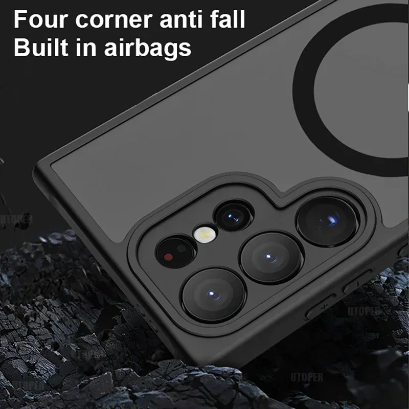 Magnetic Luxury Matte Shockproof Case with Lens Protection and Magsafe Compatibility
