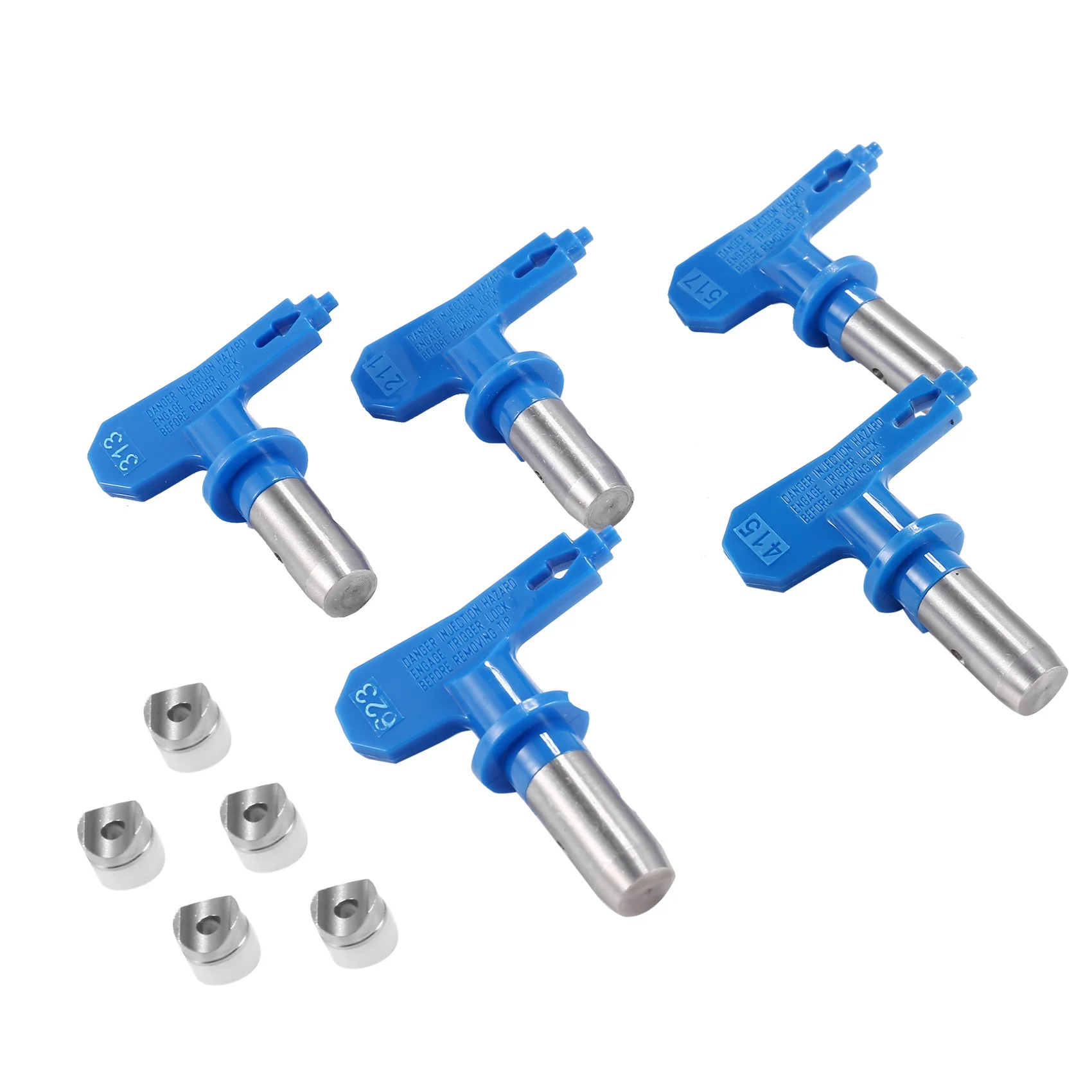 

5 Pcs Reversible Spray Tip Nozzles Paint Spray Tips Airless Sprayer Nozzles,Spraying Machine Parts(211,313,415,517,623)