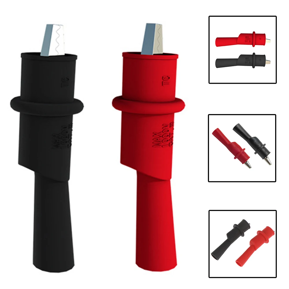 1Pair Digital Crocodile Test Clip For Electrical Test For Multimeter Probe Push On Clip Insulated Crocodile Clamp
