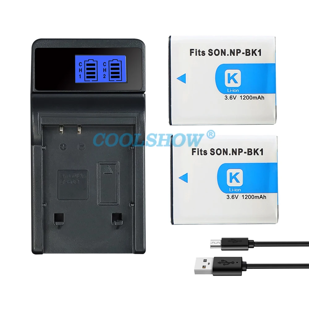 Camera Battery NP-BK1 NP BK1 Battery for SONY Cyber-shot S750 S780 S950 S980 W180 W190 W370 MHS-PM1 CM5 NPBK1 1200mAh Camera Batteries rechargeable battery
