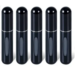 Portable Refillable Aluminum Perfume Spray Bottle - Compact Travel Atomizer (5pc of black)
