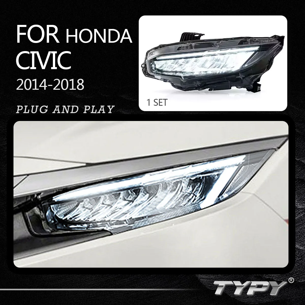 

Светодиодная фара для Honda Civic 2016-2020, другие автомобильные аксессуары, запчасти для автомобильных осветительных систем, синхронизация