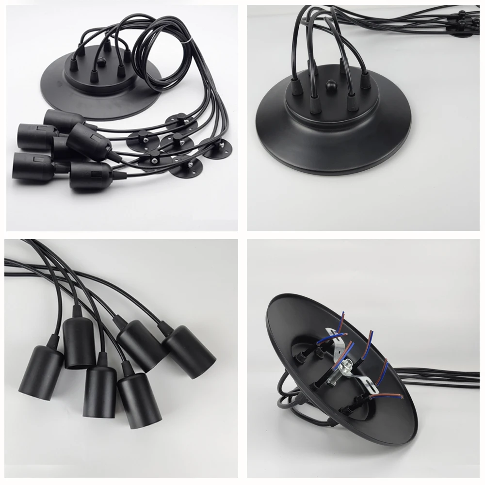 Vintage Retro Industrial Pendant Lamps Black Spider Chandelier E27 Edison bulb DIY Ceiling Light Hanging Lamp adjustable wire 2