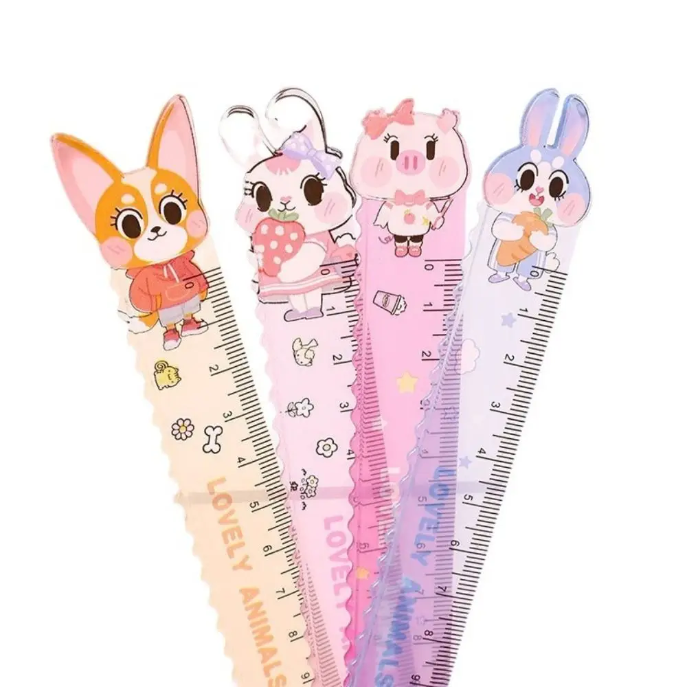 High Quality Plastic Straight Ruler Rabbit School Office Supplies Ruler Planner Accessories Drawing Tools