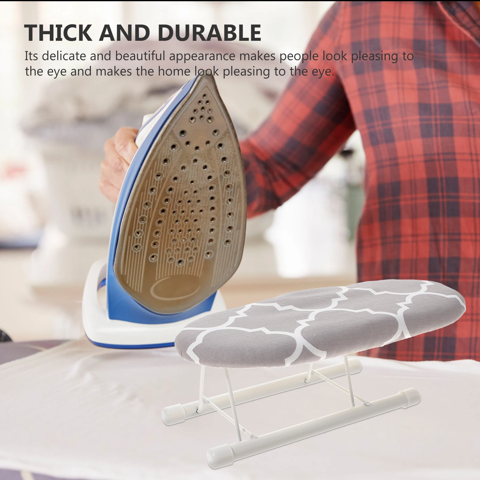 לוח גיהוץ מיני לשולחן עיצוב מתקפל מעובה תמיכה יציבה לגיהוץ ביתי שרוול צוואר חלוקת בגדים