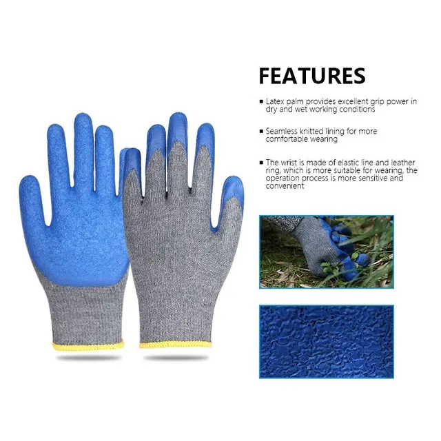 Guantes de látex de alta calidad para hombre o mujer, manoplas de trabajo  de seguridad con palma de algodón, con revestimiento de goma, 12 piezas/6  pares - AliExpress