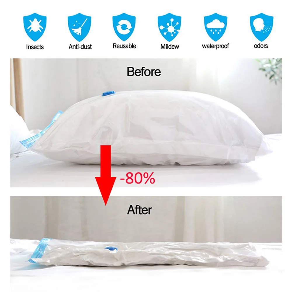 1pc White Vacuum Compression Bag For Travel, Bedding & Clothing Storage,  Quilt & Down Jacket Space Saver