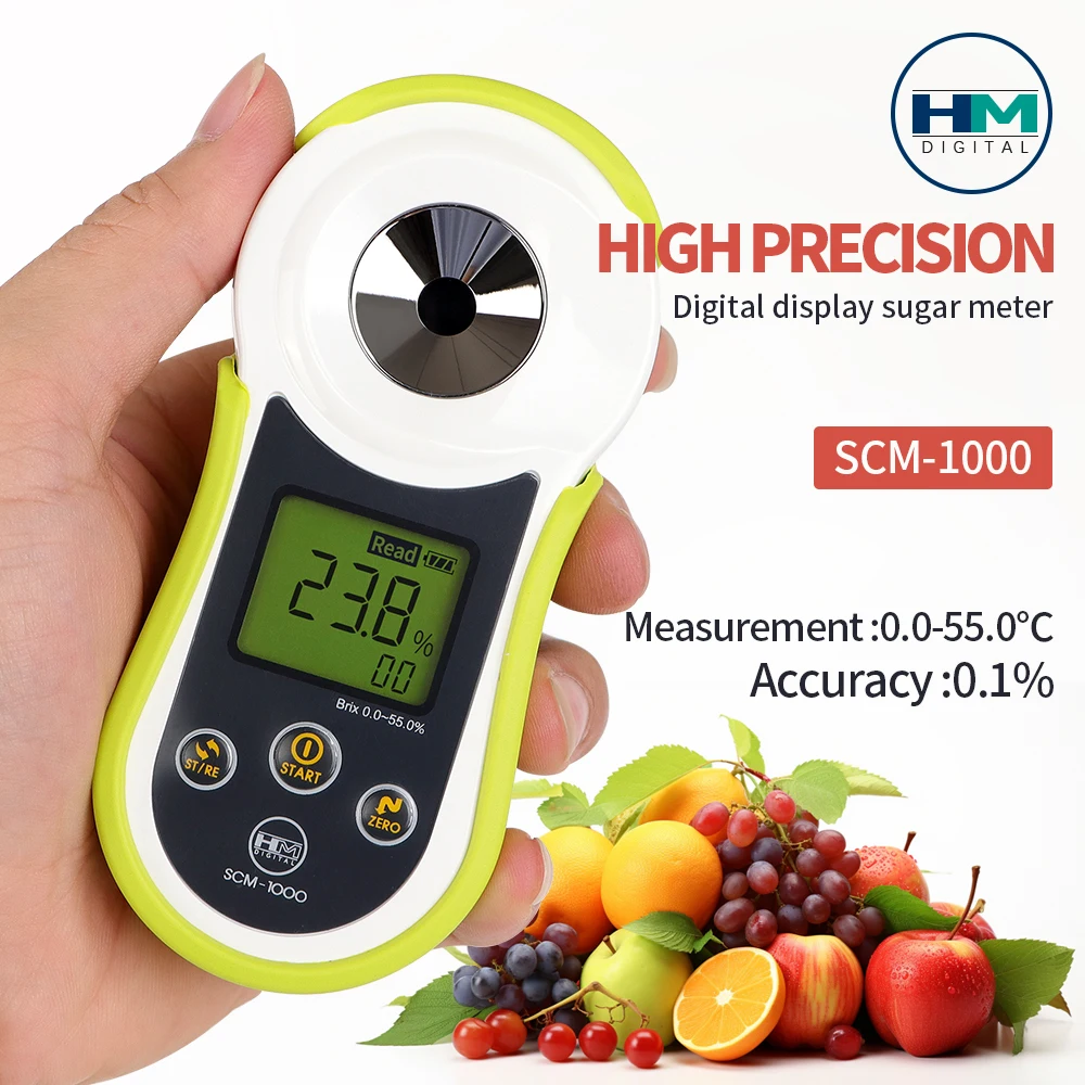 

New Arrival SCM-1000 Digital Display Sugar Meter 0-55% Brix Refractometer Suitable For Multiple Tests