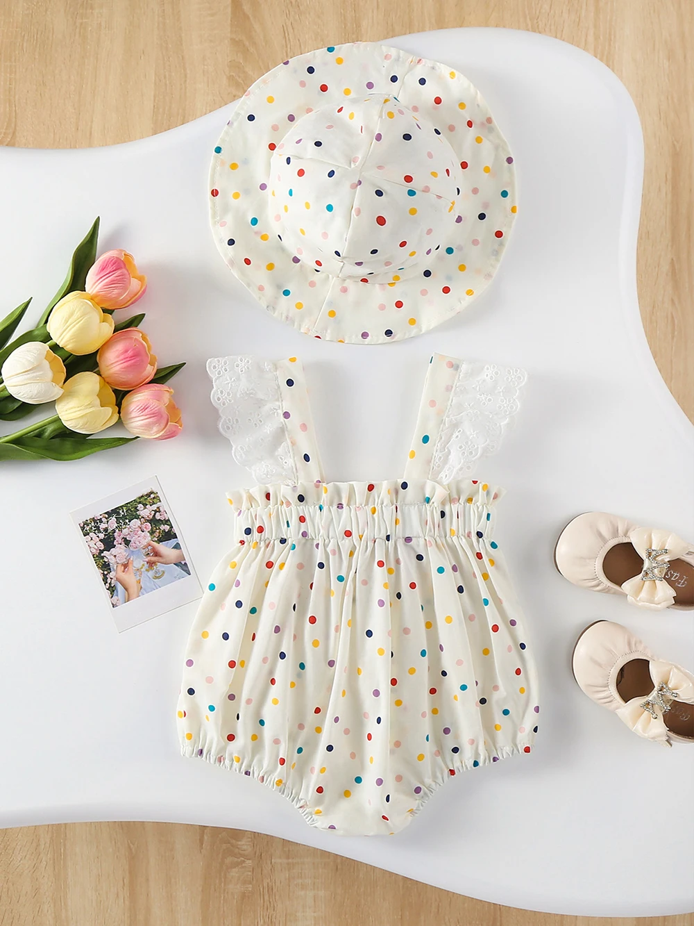 Colorful Dot Girls Sleeveless Bodysuit