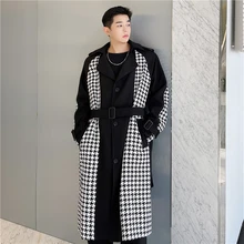 

Autumn and winter new color matching loose casual trench coat