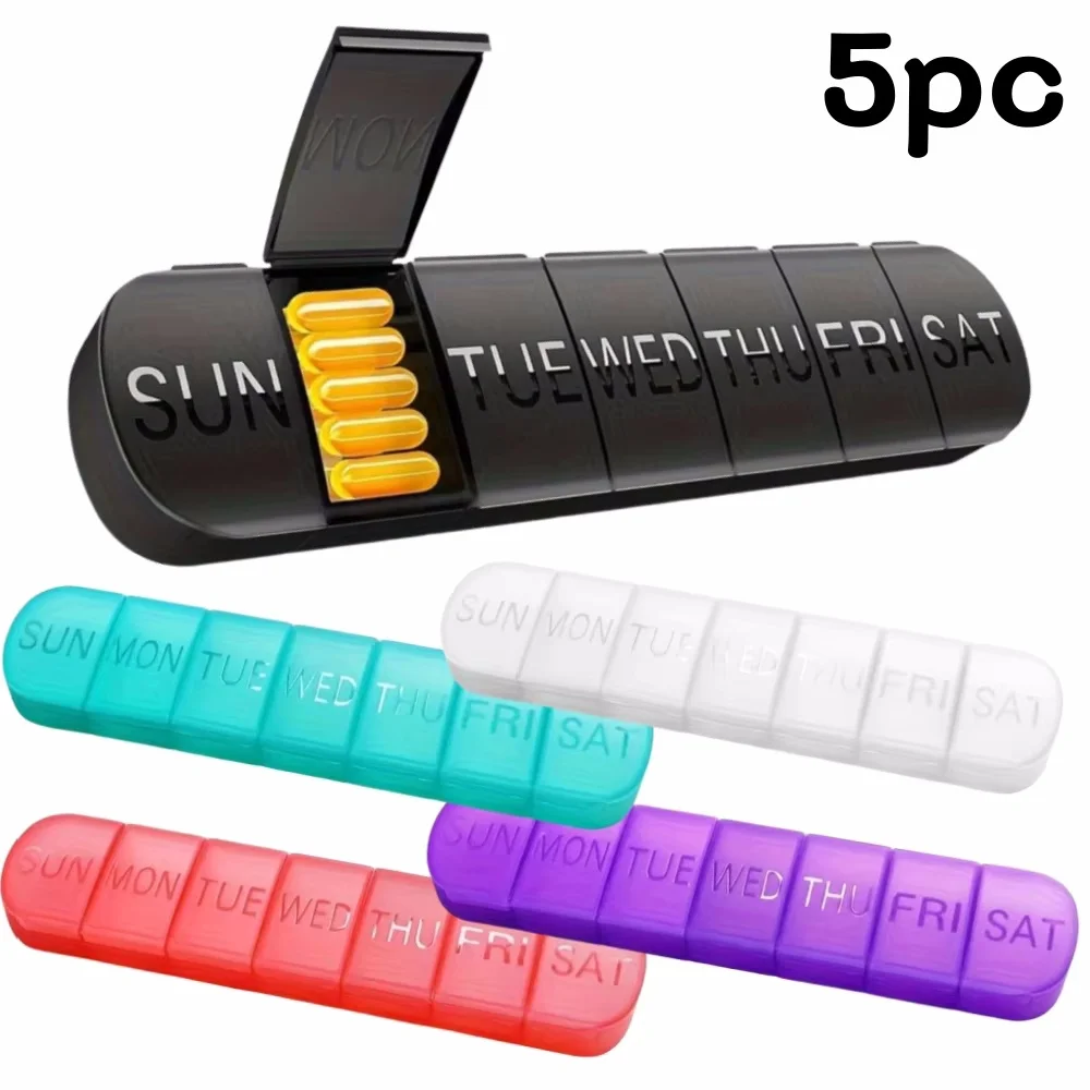 Portable Weekly Pill Organizer with 7-Day Compartments for Medicine and Supplements