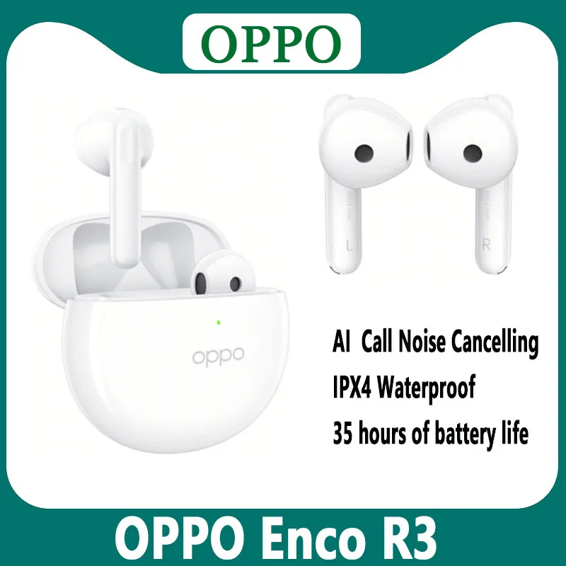 New OPPO ENCO R3 Earphone Wireless Bluetooth 5.3 Earbuds AI Noise Cancelling 35H Battery Life For OPPO Reno 12 Find X7 1 New OPPO ENCO R3 Earphone Wireless Bluetooth 5.3 Earbuds AI Noise Cancelling 35H Battery Life For OPPO Reno 12 Find X7 1