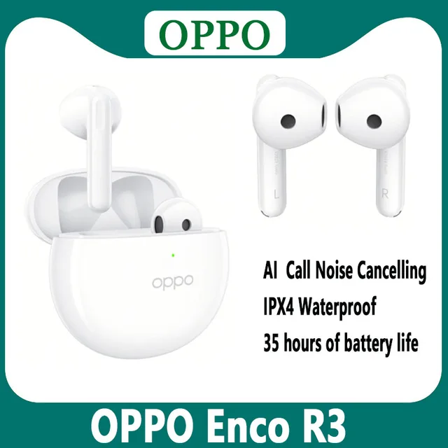 New OPPO ENCO R3 Earphone Wireless Bluetooth 5.3 Earbuds AI Noise Cancelling 35H Battery Life For OPPO Reno 12 Find X7 1