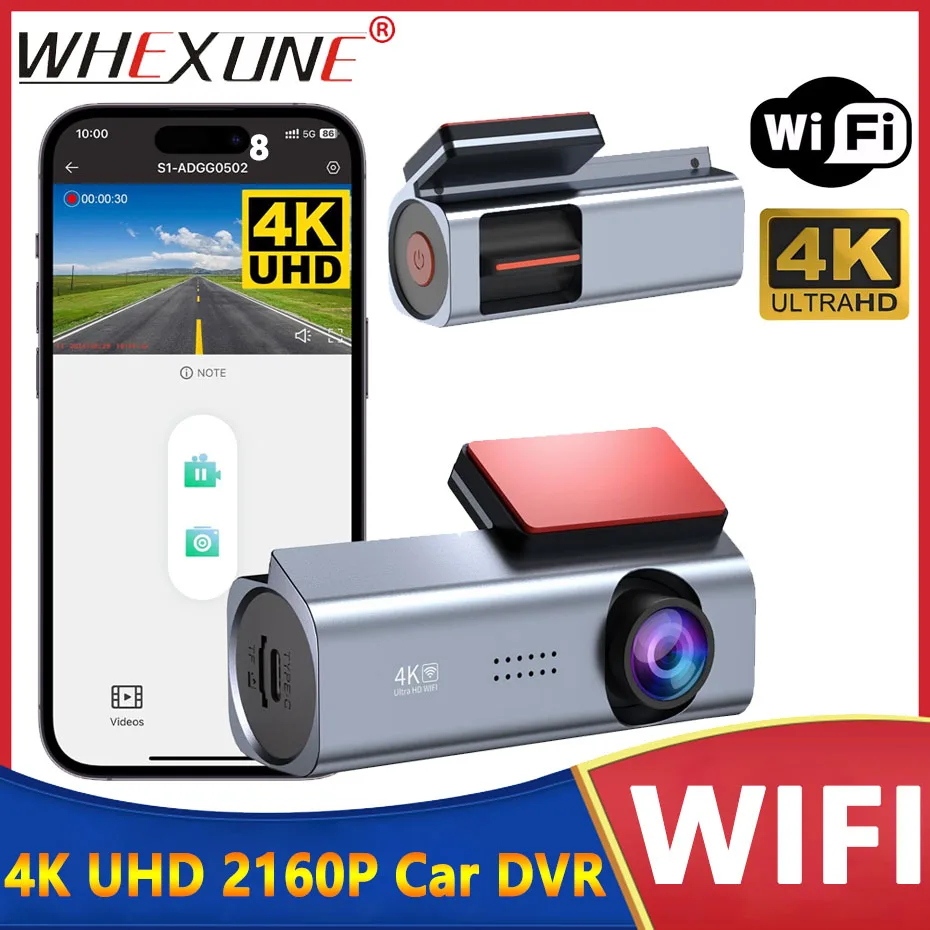 4K WIFI Автомобильный видеорегистратор черный ящик мини-камера видеорегистратор для автомобиля 24-часовой мониторинг парковки циклическая запись голосовые подсказки