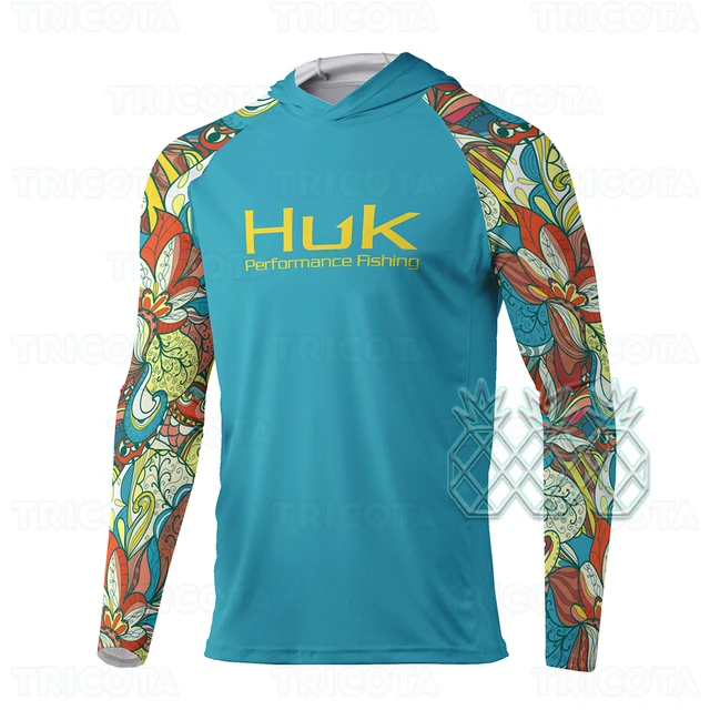 HUK Fishing Apparel Men's Long Sleeve Fishing T-Shirts UV Sun Protection  Breathable Anti Mosquito Hooded Angling Clothing Tops - AliExpress