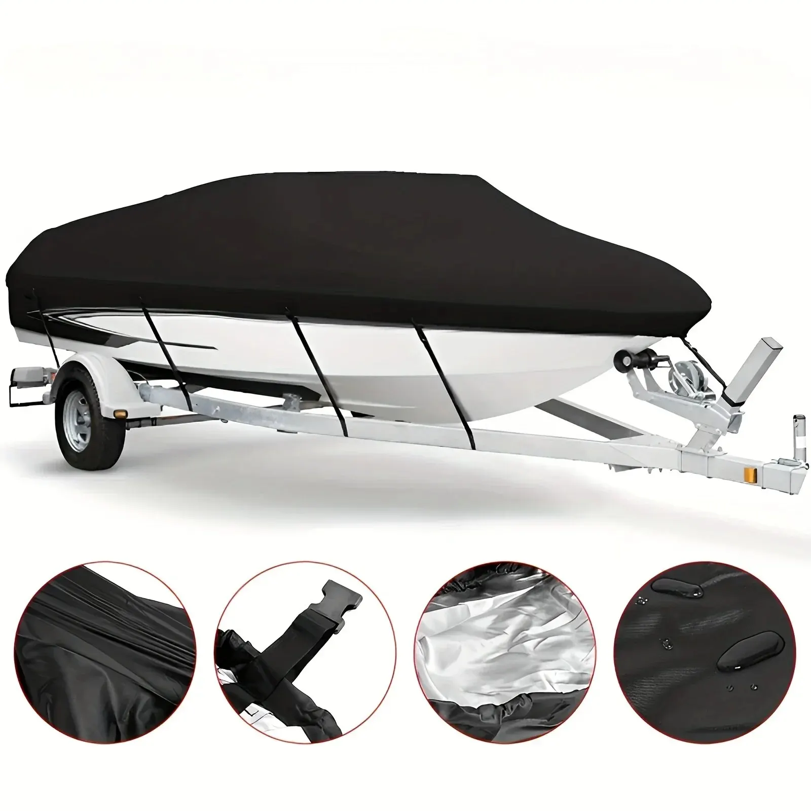 Black Boat Cover Anti-UV Waterproof Outdoor Protection Heavy Duty Marine Fishing Speedboat 190T Yacht 11-22FT fishing boat cover boat cover