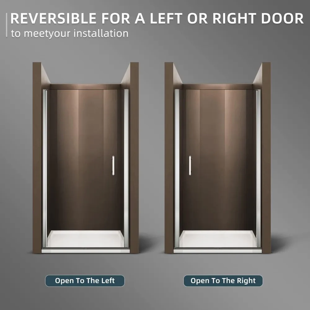 Shower Door, 29.5-31 in. W X 72 in. H Frameless Pivot Shower Door, Shower Door 2