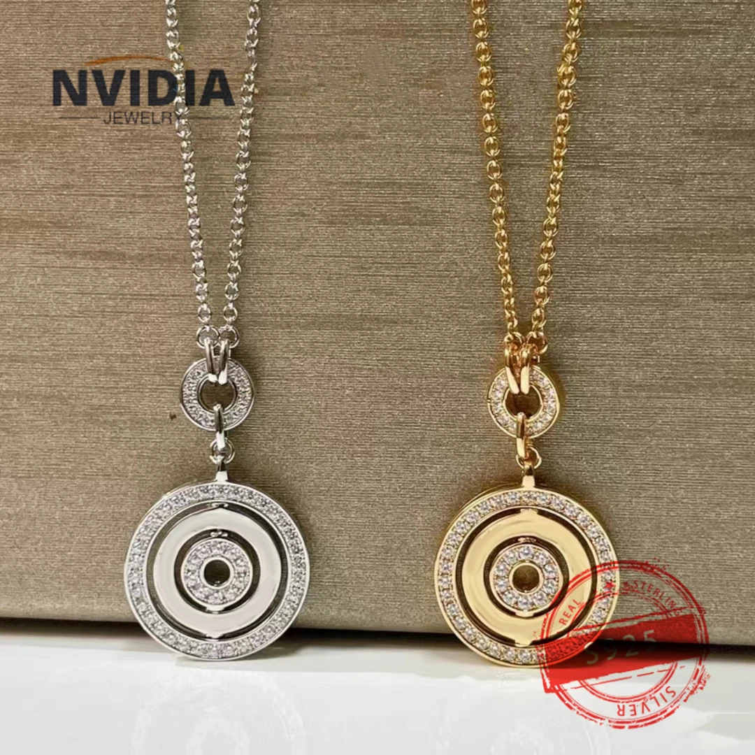 

2024 Fashion Jewelry BV Customized S925 Silver Luxury Time Disc Diamond Women's Necklace Birthday Party Earrings Gift