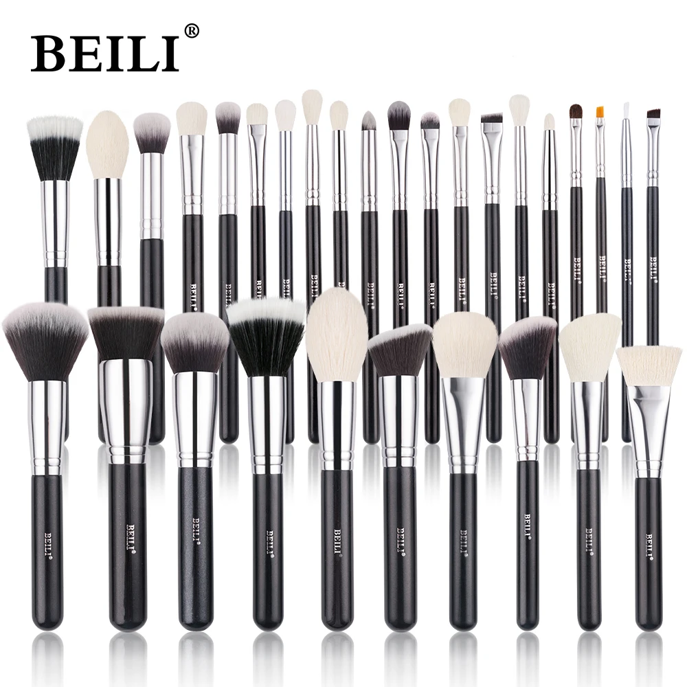 BEILI Black Makeup brushes set Professional Natural goat hair brushes