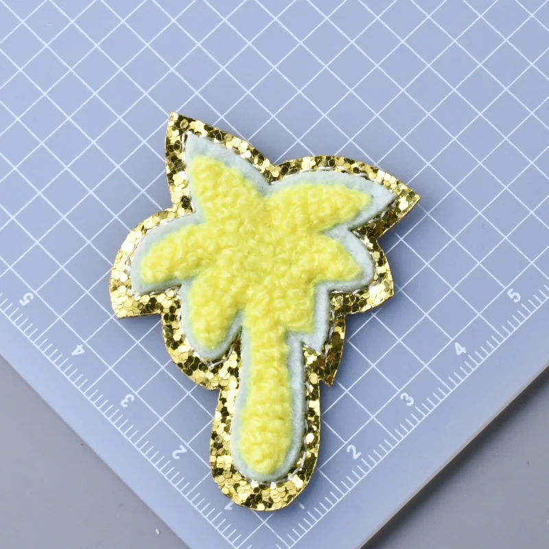 1pc Letter Patches Stickers Iron On Chenille Embroidery Patches Alphabet Rainbow Lightning Airplane Applique Clothing Stickers 