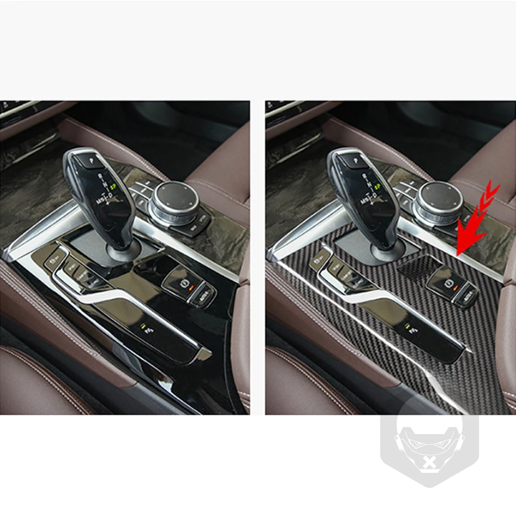 For BMW 5 Series G80 G38 F90 M5 2017-2023 Gear Shift Gearbox Panel Cover Real Carbon Fiber Hardware Car Interior Accessories