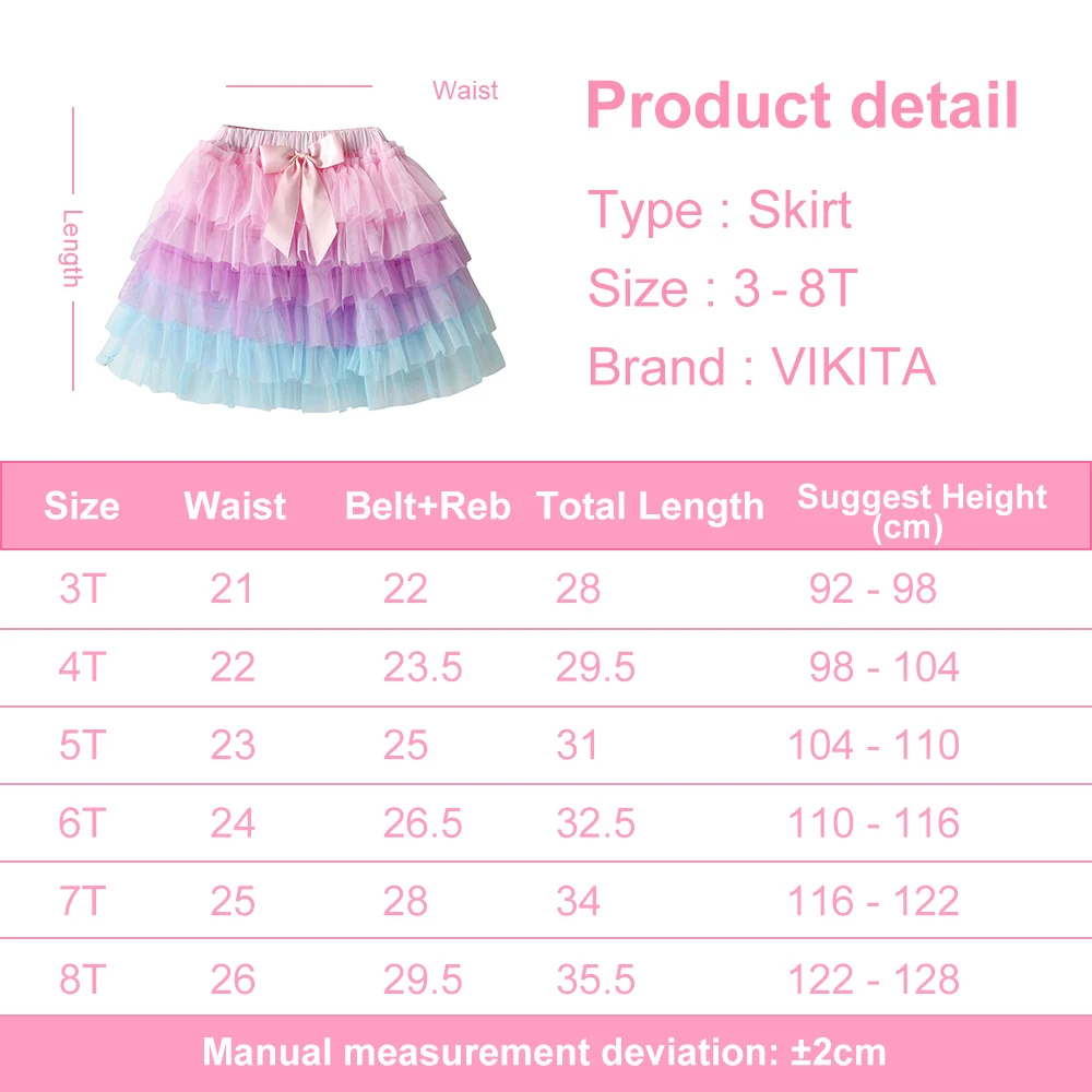 Ballet Tutu Skirt VIKITA Girls Tulle Tutu Skirts Kids Princess Layered Ball Gown Pettiskirt Ballet Dance Party Birthday Cake Sweet Mini Skirt