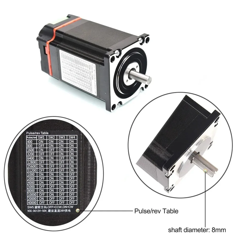 DELURA Motore Passo-Passo Nema 23 Ad Anello Chiuso con Encoder 1.2Nm 2
