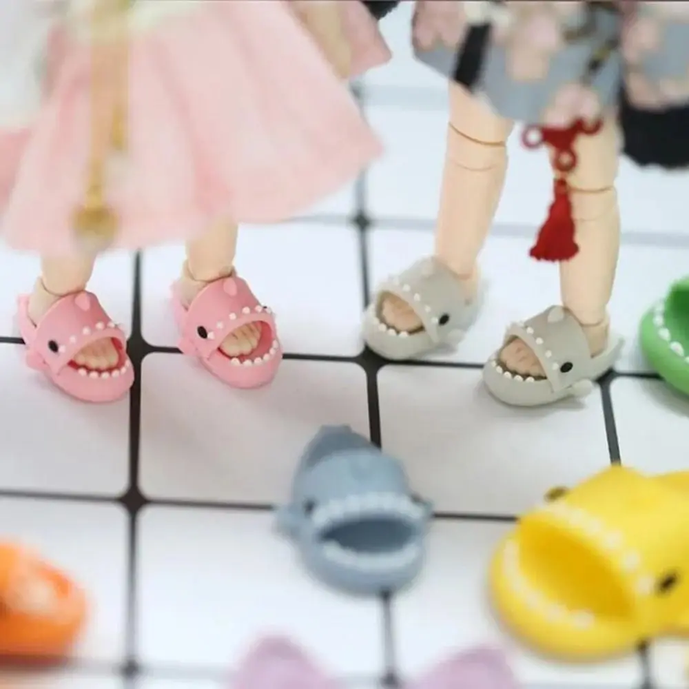 Round Toe Ob11 Doll Shark Slippers Shark Shape Slippers BJD12 Doll Shoes Cute Plastic OB11 Shark Shoes For Ob11 1/12 Bjd Doll