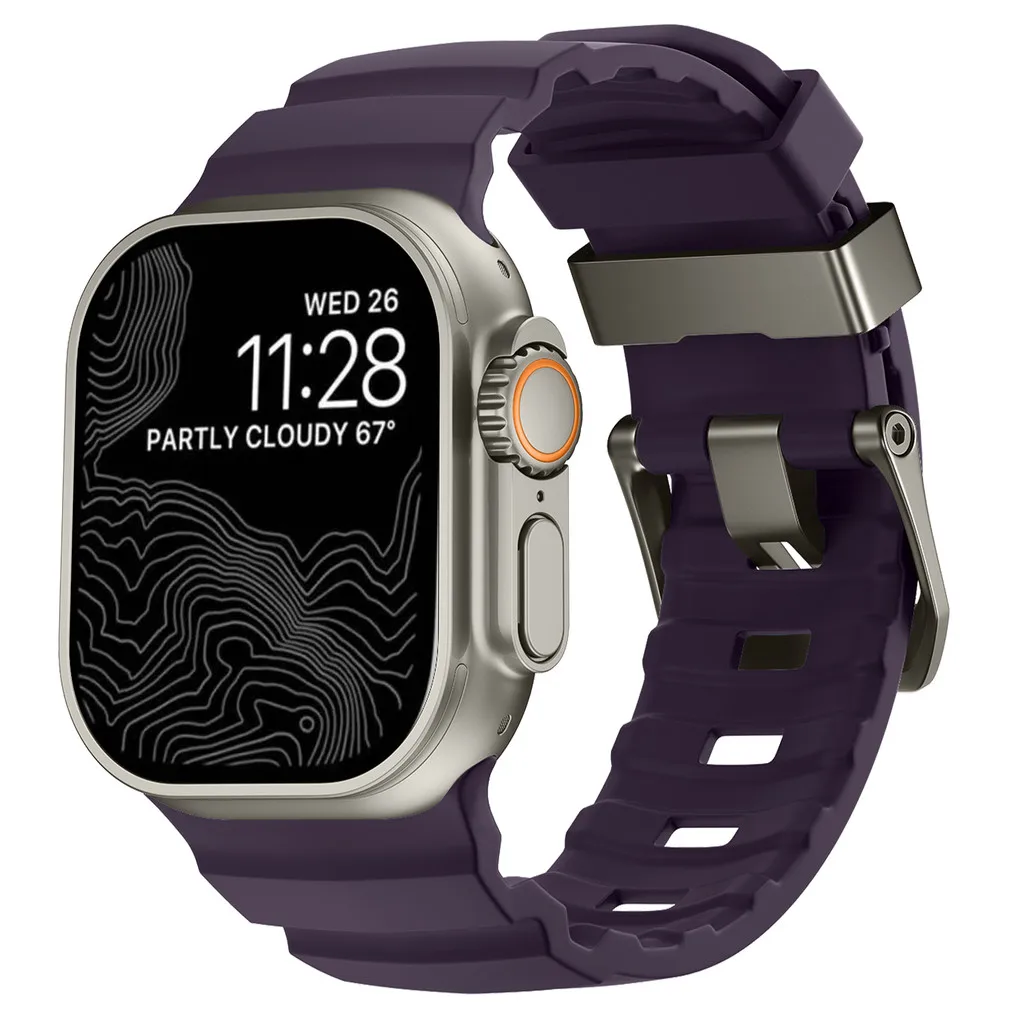 Luminous Sport Silicone & Titanium Metal Watch Band Bracelet