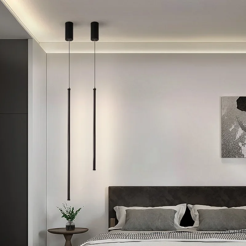 Modern LED Longer Pendant Lights Home Decor Hanging Lamp Dining Room Bedroom Bath Bedside Background Chandeliers Fixtures 3